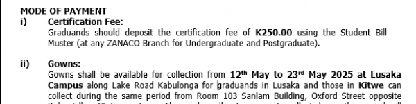 ANNOUNCEMENT FOR THE FIRST (1ST) SESSION OF THE 33RD GRADUATION CEREMONY  RIVERSIDE CAMPUS